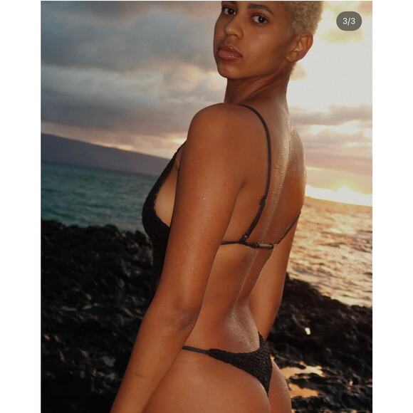 Acacia Swim ARIA Crochet One Piece - Licorice - Minimalist - Adjustable Straps - Picture 11 of 15